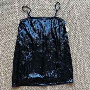 BRAND NEW/TAGS Free People Intimacy Navy Blue Sequin Slip Tank Dress Size Small